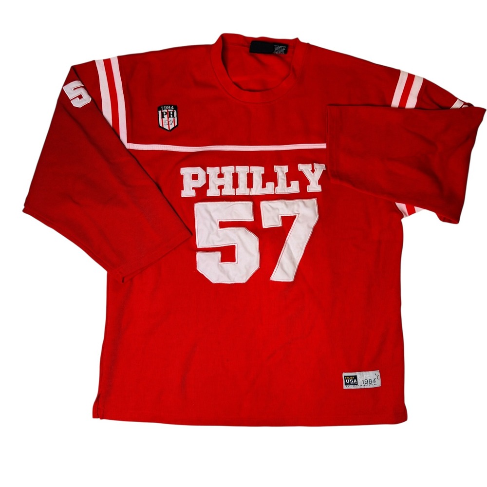 Philadelphia Phillies Philly 57 Football Jersey Red Mens 3XL Vtg Knit‎ Style
